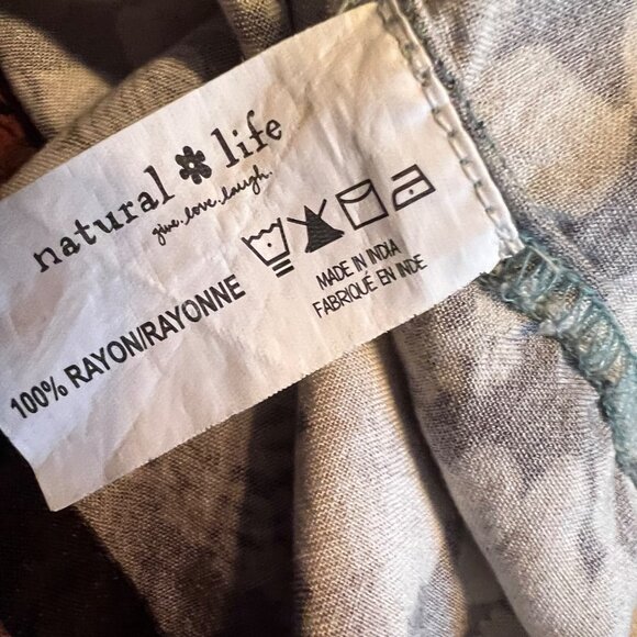 Natural Life Boho Peasant Tunic Dress L Green Floral - Picture 4 of 14